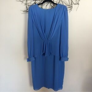 URSULA OF SWITZERLAND VINTAGE BLUE FORMAL DRESS. Long sleeve wedding work